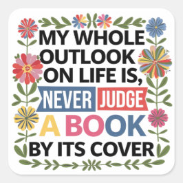 Adesivo Quadrado Nunca julgue um livro pelo cobrir