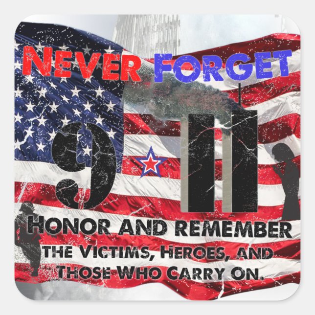 Adesivo Quadrado Nunca se esqueça do 11 de setembro (Frente)