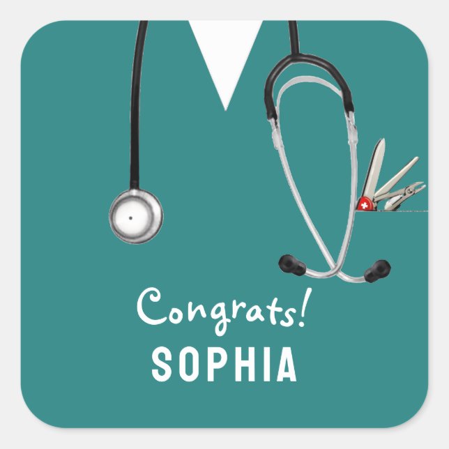 Adesivo Quadrado Nurse Graduation Congrats (Frente)
