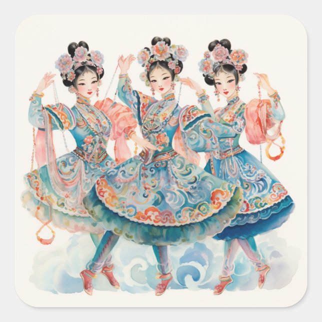 Adesivo Quadrado Nutcracker Ballet, Chinese Dancers (Frente)
