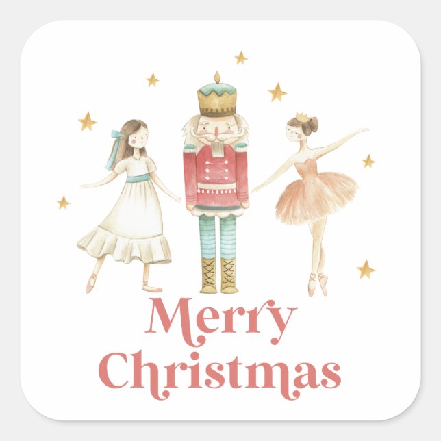 Adesivo Quadrado Nutcracker Ballet de Inverno Natal (Frente)