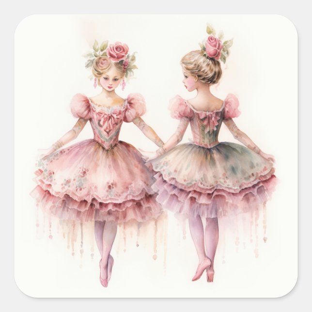 Adesivo Quadrado Nutcracker Ballet, Rosebuds (Frente)
