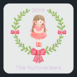 Adesivo Quadrado Nutcracker Clara Christmas<br><div class="desc">Faça sua temporada de festas inesquecível com esses hackers brancos. Clara Christmas temed stickers. Está na hora de uma comemoração de férias de ameixa de açúcar! Você pode personalizar este design clicando em "Personalizar este modelo" ou se quiser alterar a fonte, as cores de fundo ou organizar os elementos design...</div>