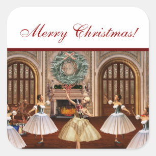 Adesivo Quadrado Nutcracker Merry Christmas Gift Stickers