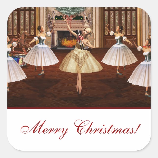 Adesivo Quadrado Nutcracker Merry Christmas Gift Stickers (Frente)