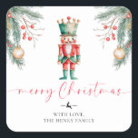 Adesivo Quadrado Nutcracker Merry Christmas Gift Tag Stickers<br><div class="desc">Estes cartazes de presentes de Natal são a adição perfeita aos presentes de Natal. As marcas podem ser personalizadas com seu nome. Para personalização mais avançada deste design, basta selecionar o botão "Personalizar" acima.</div>