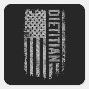 Adesivo Quadrado Nutricionista Bandeira EUA design Distressed
