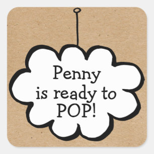 Adesivo Quadrado Nuvem em uma Corda de Corda Pronta para POP