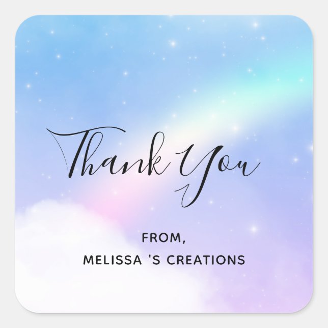 Adesivo Quadrado Nuvens de Pastel mágicas e um Rainbow Business (Frente)