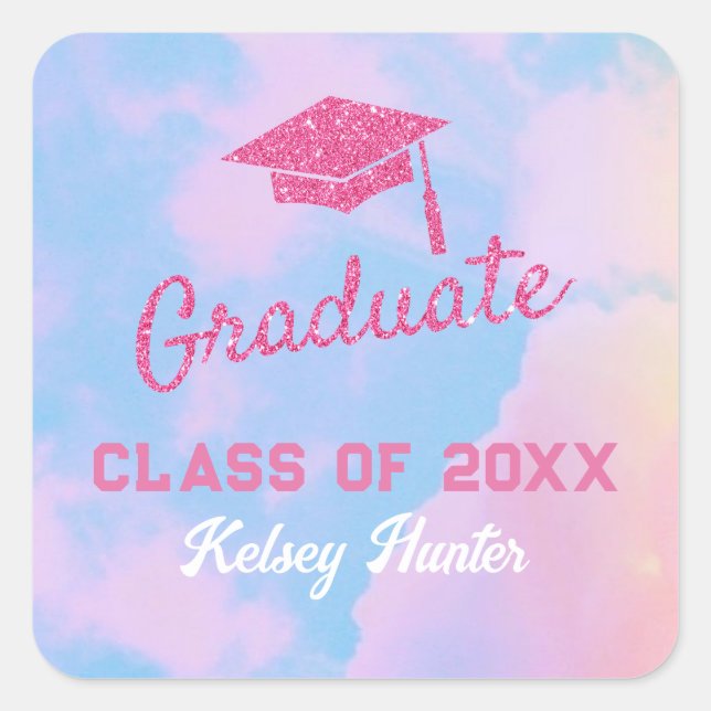 Adesivo Quadrado Nuvens de Pastel na minha era de graduação inspira (Frente)