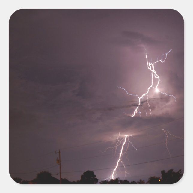 Adesivo Quadrado Nuvens de tempestade noturnas (Frente)