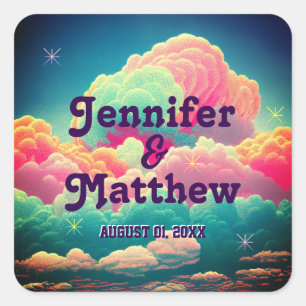 Adesivo Quadrado Nuvens Docentes De Algodão De Pastel Divertido