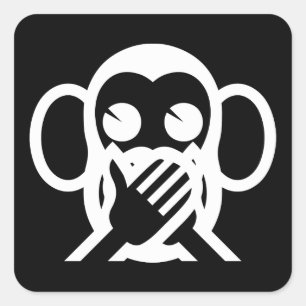 Adesivo Quadrado O 言わざる sábio de Iwazaru de 3 macacos não
