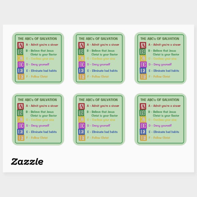 Adesivo Quadrado O ABC da Salvação (Folha)