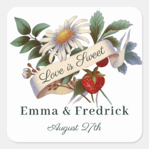 Adesivo Quadrado O amor da bandeira da flor do vintage é doce