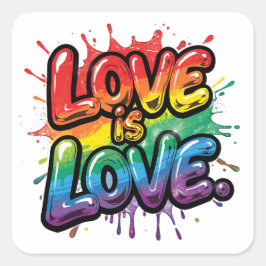 Adesivo Quadrado O Amor é Amor - Arte de Citação do Arco-íris do Or