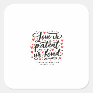 Adesivo Quadrado O Amor é Paciente Fé Cristã Inspiradora Estilo