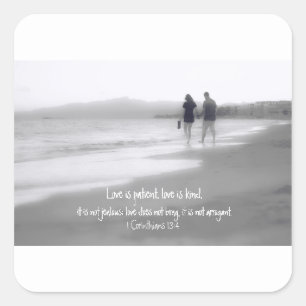 Adesivo Quadrado O amor é paciente, o amor é bondoso Cor 13:4 Versí