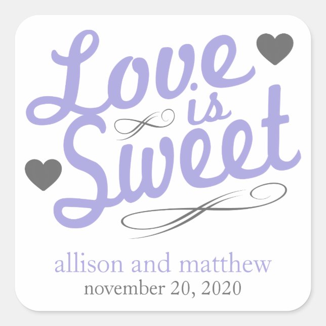 Adesivo Quadrado O Amor É Rótulo Fashiado (Roxo/Cinza) (Frente)