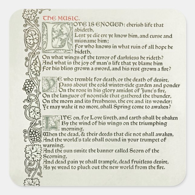 Adesivo Quadrado O amor é suficiente, 1897 (Frente)