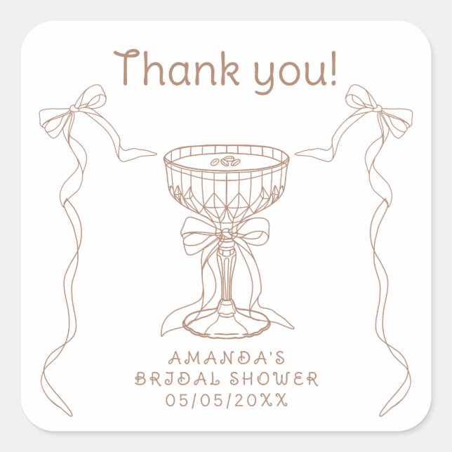 Adesivo Quadrado O amor está fervendo Hand Drawn Obrigada (Frente)