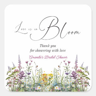 Adesivo Quadrado O amor está no Bloom Wildflower Chá de panela