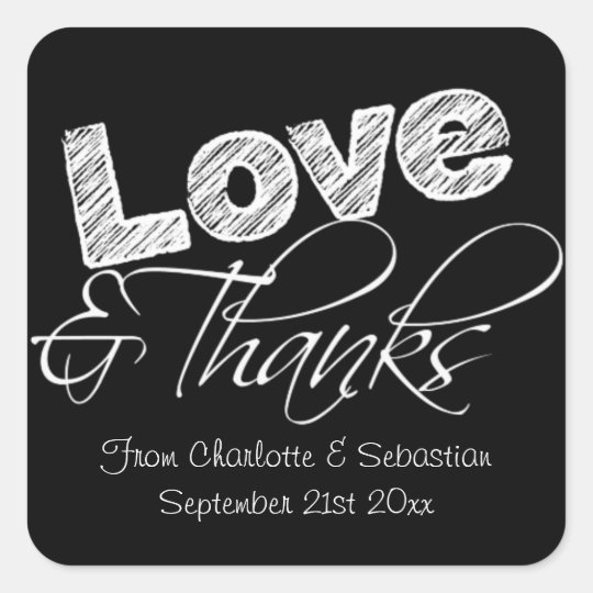Adesivo Quadrado O Amor Preto E Branco E Agradece Lhe Riscar O Zazzle Com Br