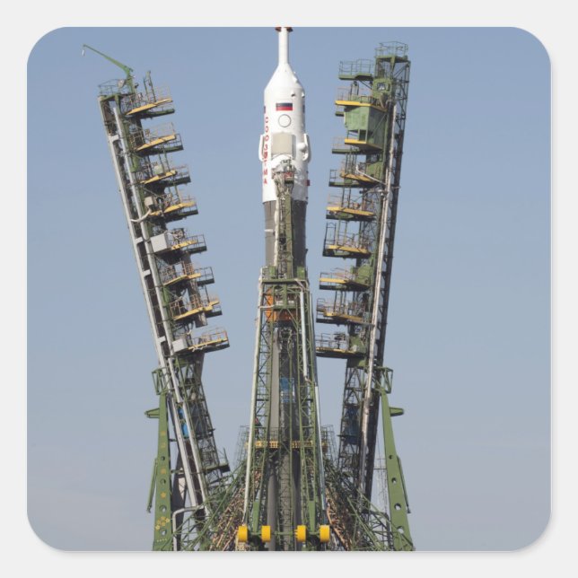 Adesivo Quadrado O andaime de lançamento é colocado no lugar (Frente)