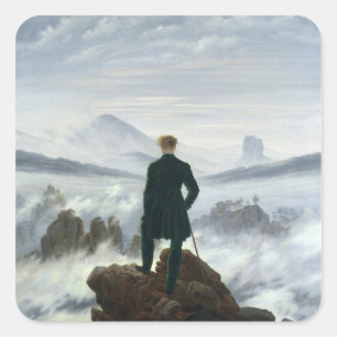Adesivo Quadrado O andarilho acima do mar da névoa, 1818