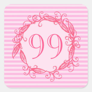 Adesivo Quadrado O aniversário Swirly cor-de-rosa bonito das