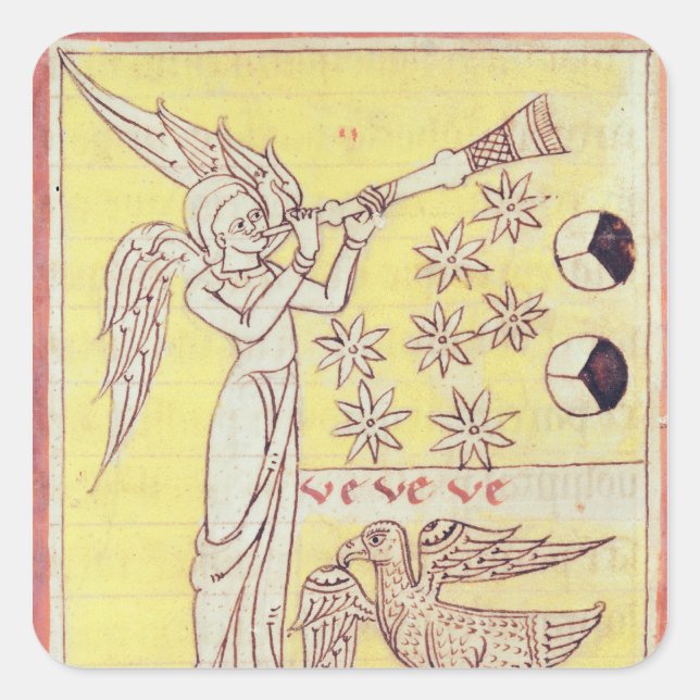 Adesivo Quadrado O anjo soprando a trompete (Frente)