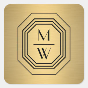 Adesivo Quadrado O art deco empilhou o logotipo do monograma no