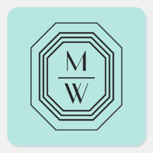 Adesivo Quadrado O art deco empilhou o logotipo do monograma no