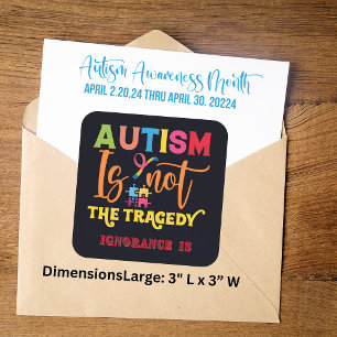 Adesivo Quadrado O Autismo Não É A Tragédia - Os Autocolantes Da Co