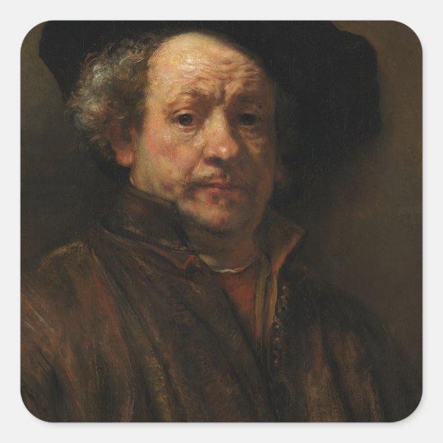 Adesivo Quadrado O autorretrato de Rembrandt van Rijn é arte (Frente)