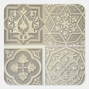 Adesivo Quadrado O azulejo árabe projeta (o litho da cor)