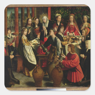 Adesivo Quadrado O banquete do casamento em Cana, c.1500-03