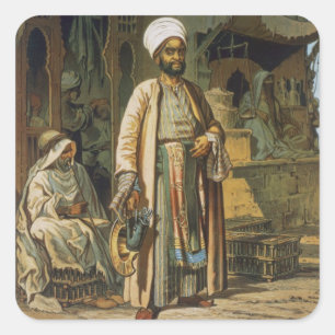 Adesivo Quadrado O barbeiro, da "lembrança do Cairo", 1862 (litho)