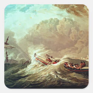 Adesivo Quadrado O barco salva-vidas fora da baía de Tynemouth
