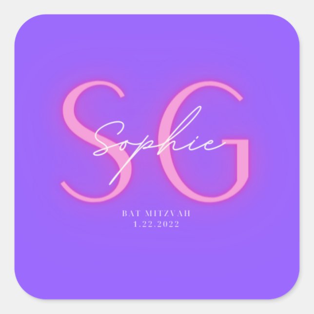 Adesivo Quadrado O Bat Mitzvah Sticker de Sophie (Frente)