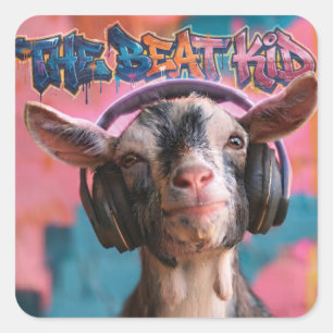 Adesivo Quadrado O Beat Kid - DJ Bode Legal com Fones de Ouvido