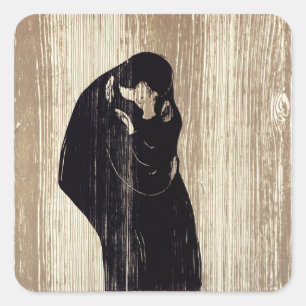 Adesivo Quadrado O beijo da litografia de Edvard Munch,
