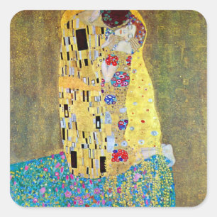 Adesivo Quadrado O Beijo de Gustav Klimt, Vintage Art Nouveau
