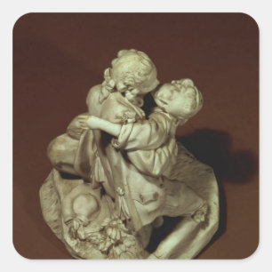 Adesivo Quadrado O beijo, grupo de Sevres, após Boucher, 1765