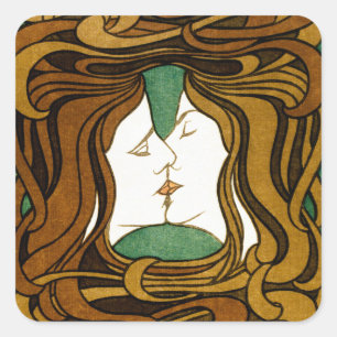 Adesivo Quadrado O Beijo Peter Behrens Arte Nova Arte Antiga