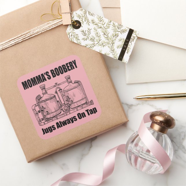 Adesivo Quadrado O "Boobery Jugs" da mamã sempre na torneira (Presentear)