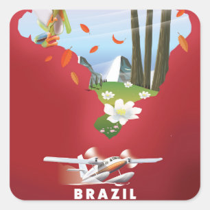 Adesivo Quadrado O Brasil Ilustrou poster de viagens.