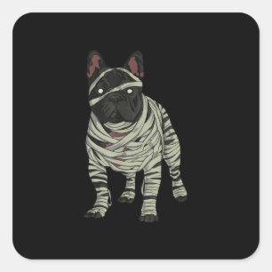 Adesivo Quadrado O Cachorro Bulldog Francês Mummy Halloween Gift
