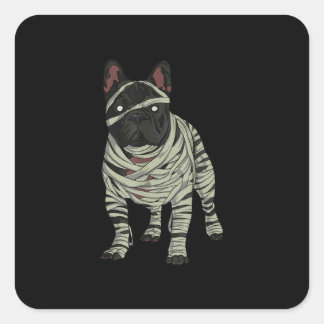 Adesivo Quadrado O Cachorro Bulldog Francês Mummy Halloween Gift