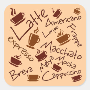 Adesivo Quadrado O café bebe a colagem